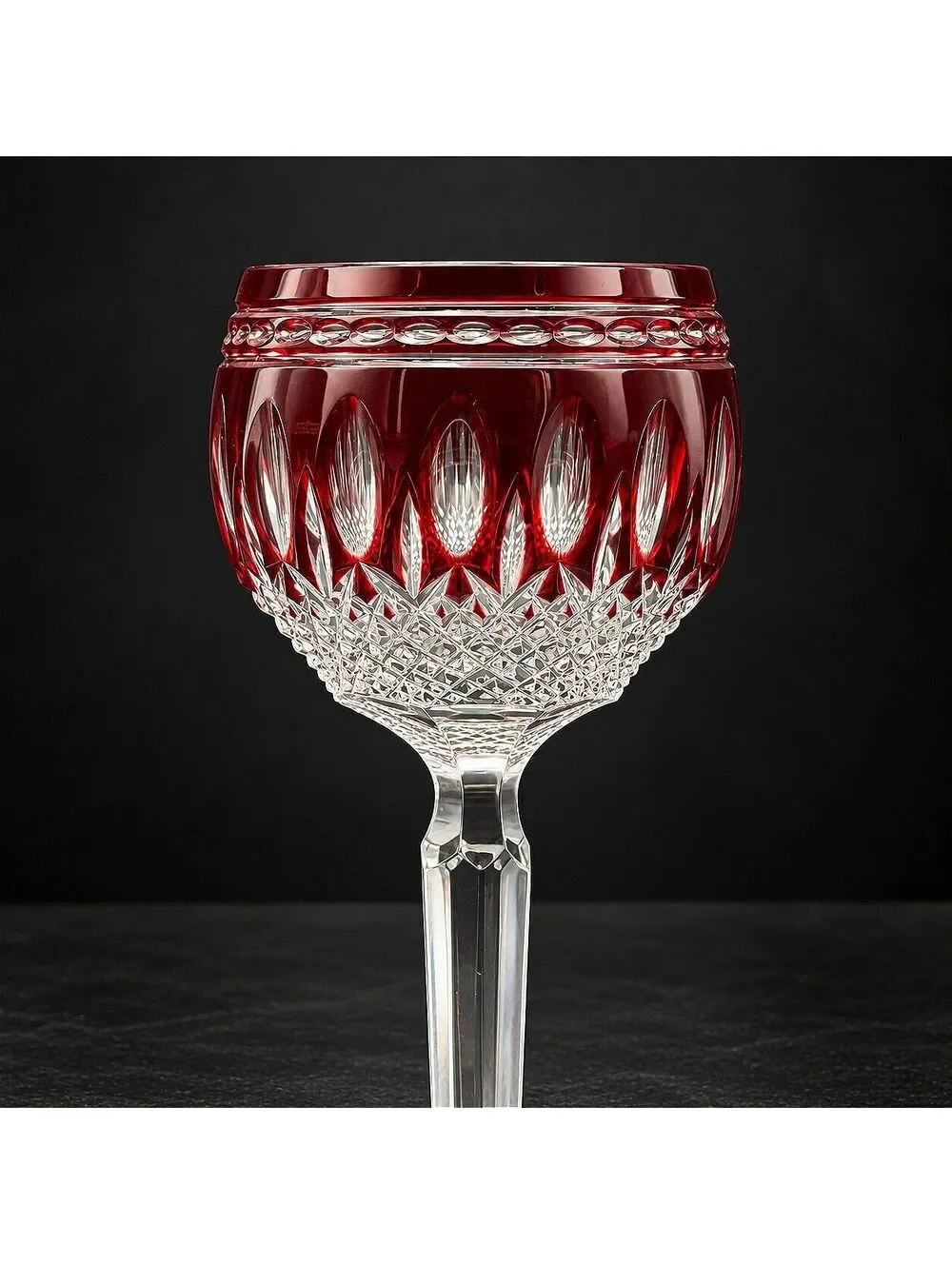 Set of 2 Rare Vtg. WATERFORD Clarendon Ruby Red Lead Crystal Wine Glass Stemware